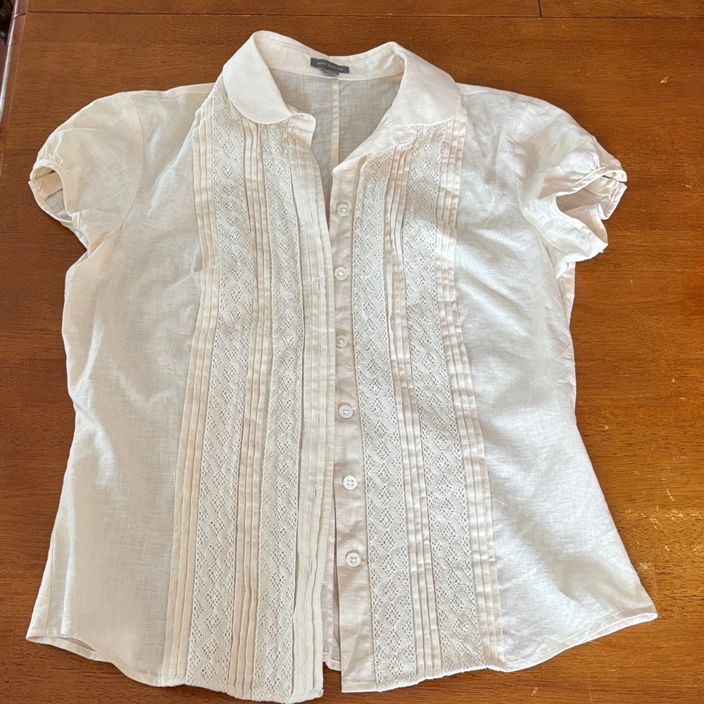 Ann Taylor Ivory Button-Down Shirt